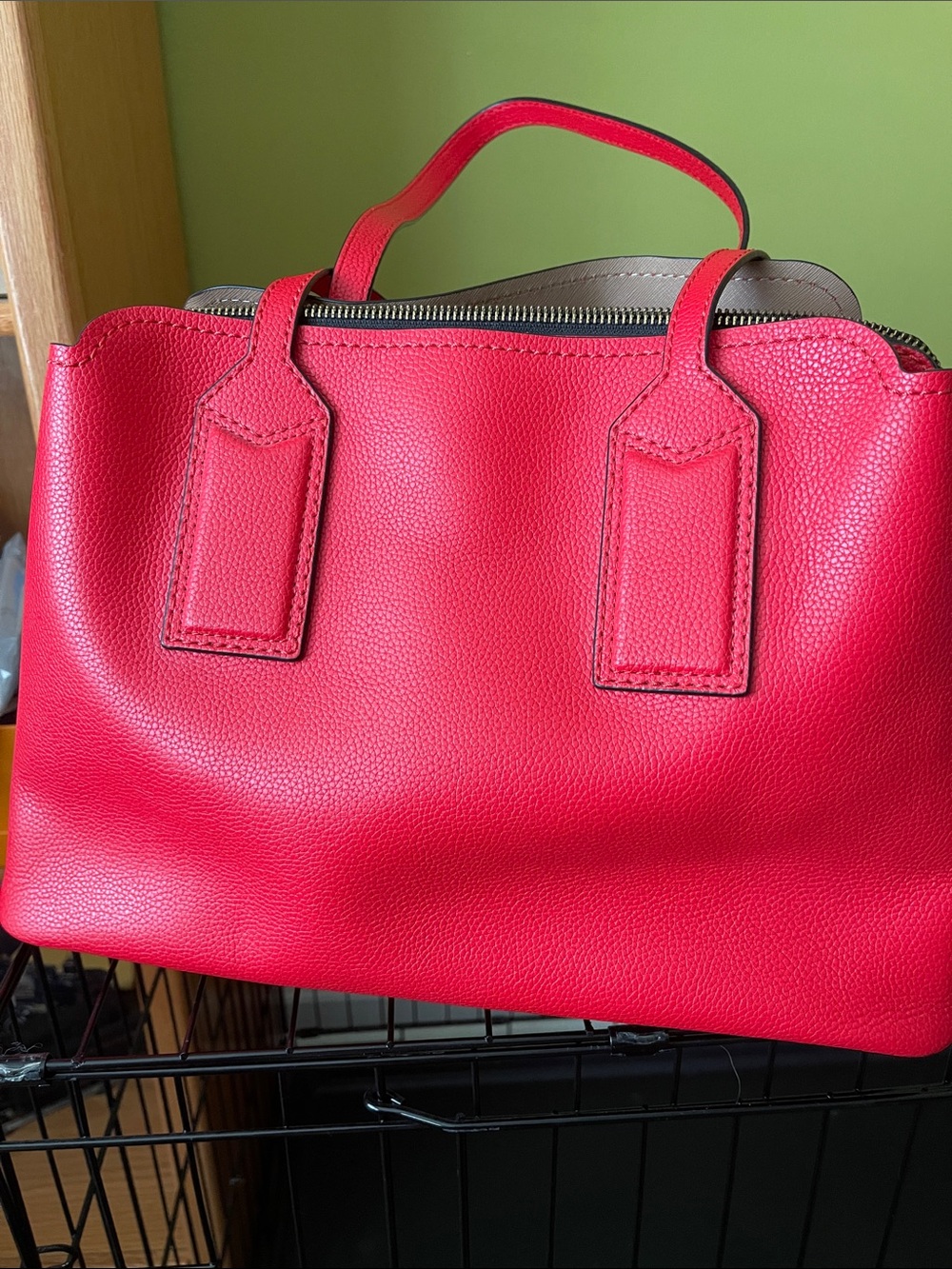 Marc Jacobs Bright Red Leather Satchel with Gold Accents - Picture 7 of 15